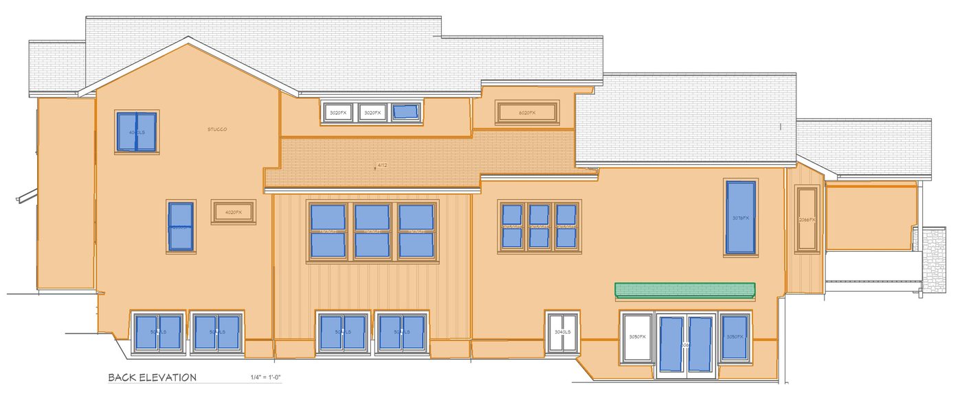(d) H4 rear elevation · polygons