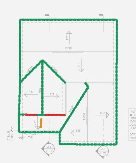 (c) roof lines · 96.1% of reference line length found